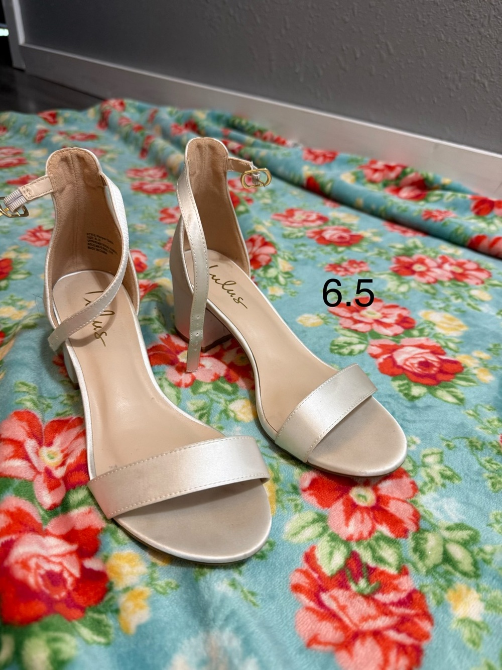Ankle Strap Heeled Sandals in Pearl White - Size 6.5